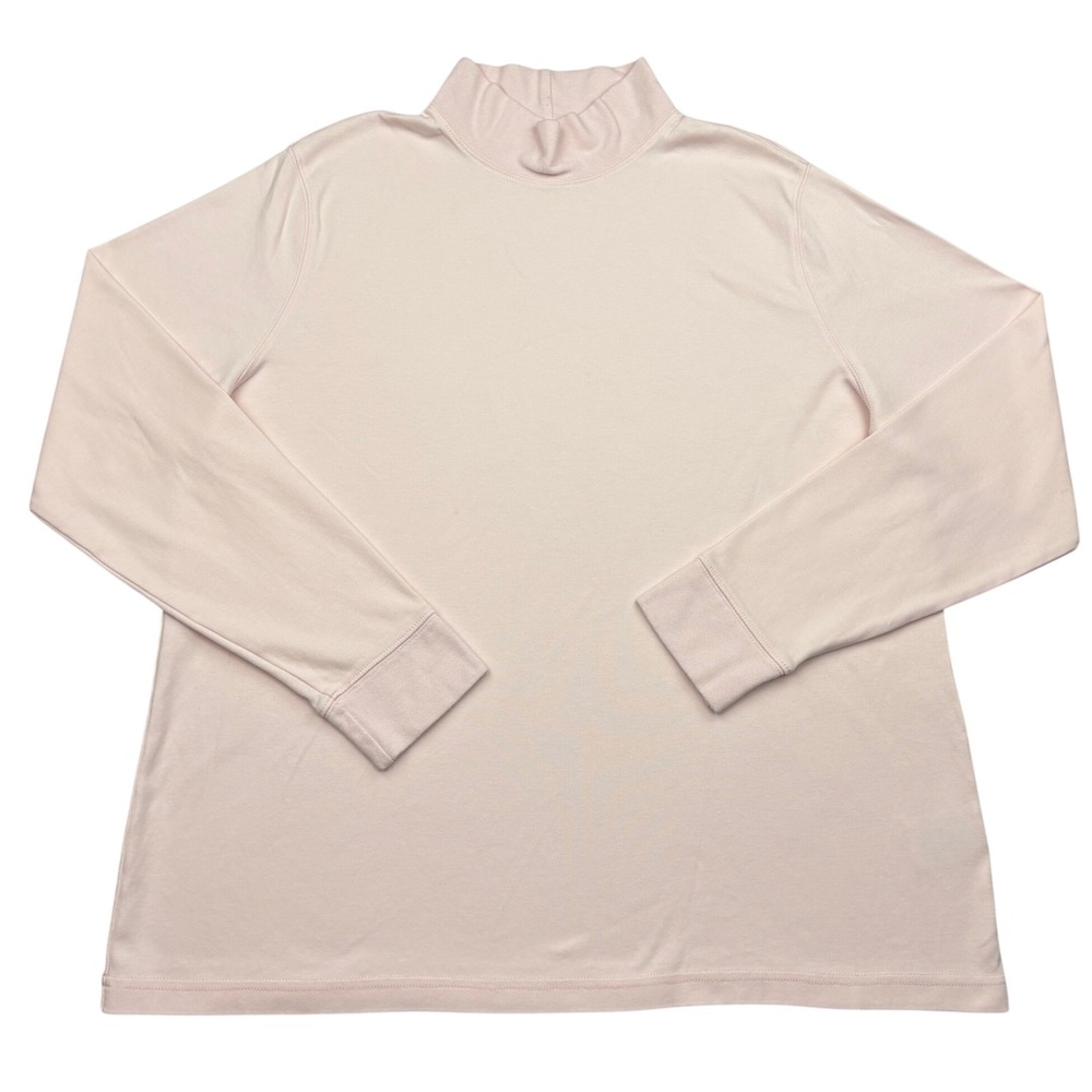 Lands End Womens XL 18 Blush Pink Relaxed Fit Long Sleeve Mock Turtleneck 475632